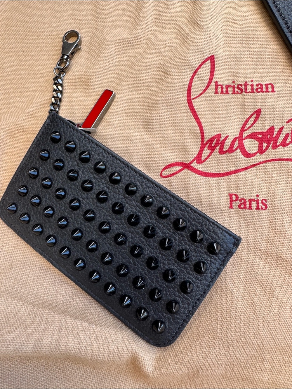 Christian Louboutin Black Leather Tote with Red Trim and Accessories - Picture 6 of 10